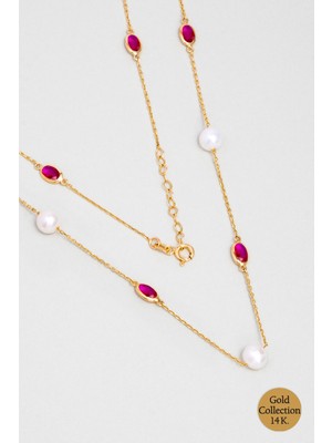 So CHIC Doğal İnci Işıltısı 14 Ayar 45 Cm Sarı Altın Kolye