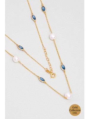 So CHIC Doğal İnci Işıltısı 14 Ayar 45 Cm Sarı Altın Kolye