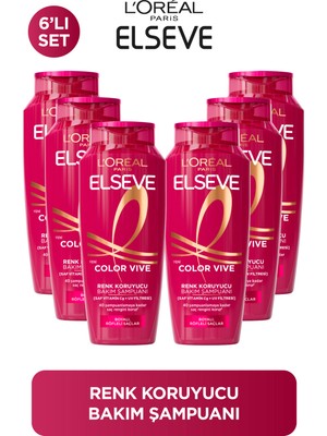 L' Oreal Paris 6'lı Elseve Color Vive Renk Koruyucu Şampuan 300ml Besleyici Etki ile Normal Saçlar İçin