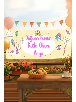 Prenses Isimli Doğum Günü Pankartı, Doğum Günü Afişi, Kız Çocuk, Bebek Iyi Ki Doğdun Banner 50X150CM