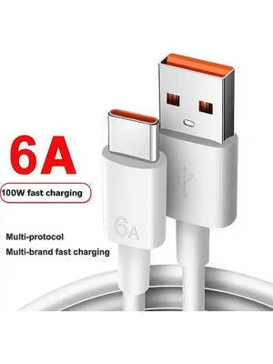 Astakos Xiaomi,Poco Uyumlu Turbo Type C Şarj Kablosu 67w/120W 6A Tüm Redmi Serisi Salise Göstergeli