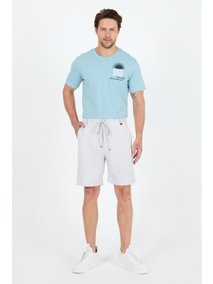 Erkek Çizgili Cepli Yazlık Şort - Rahat Kalıp Spor ve Günlük Kullanıma Uygun Şık Şort 2314