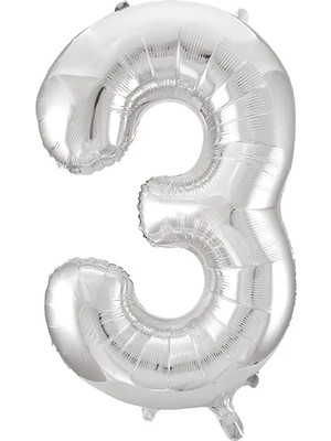 1 Adet 34 Inç 76 Cm Gümüş Folyo Balon Helyum Balon 3 Yaş Balonu 3 Rakam Balon
