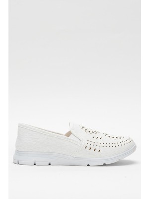 Kadın Lazer Desenli Günlük Kadın Spor Ayakkabı Beyaz