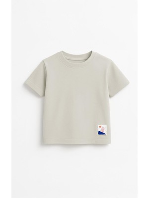 Unisex Çocuk %100 Pamuklu Basic Tişört - Bej (3-4 Yaş 8-9 Yaş)