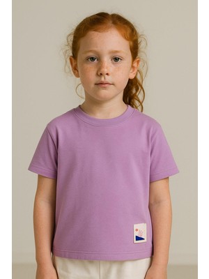 Luess Kız Çocuk %100 Pamuklu Basic Tişört - Lila  (3-4 Yaş 8-9 Yaş)