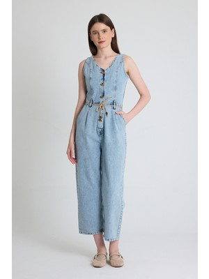 Buzkar Ön Bağlama Detaylı Düğmeli Tulum 1958