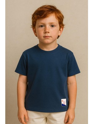 Luess Erkek Çocuk %100 Pamuk Basic Tişört - Lacivert  (3-4 Yaş 8-9 Yaş)