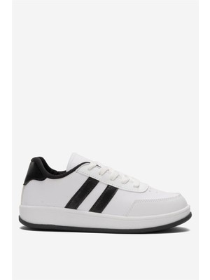 Unisex Düz Hafif Taban Günlük Sneaker Ayakkabı Beyaz - Siyah