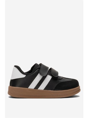 Unisex Cırtlı Rahat Hafif Çocuk Spor Ayakkabı Siyah