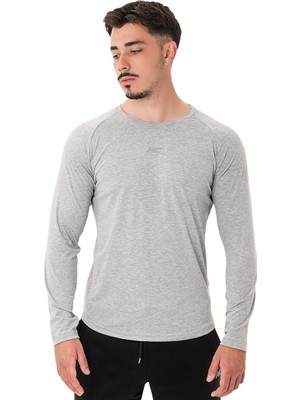 Musclecloth Elite Reglan Uzun Kollu T-Shirt Gri Melanj