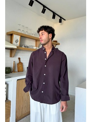 Basic Kahverengi Keten Gömlek