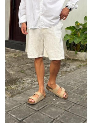 Bel Lastikli Keten Şort