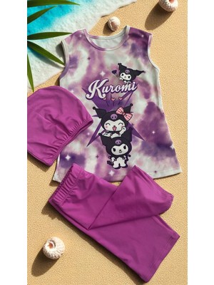 Milays Kız Çocuk 3 Parça Kuromi Mayo Seti