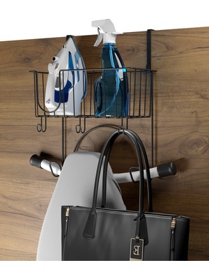 Teknotel  Kapı Arkası Ütü Masası ve Ütü Askısı Organizeri, Düzenleyici Raf Siyah  MG112