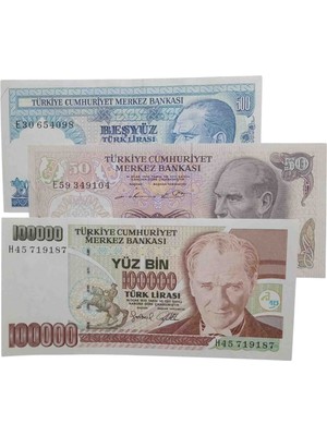 6. 7. Emisyon 3 Adet Koleksiyon Kağıt Para Koleksiyon Başlangıç Setleri Antika Darpane Hobi Hediye