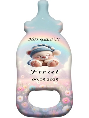 Bfm Dijital Baskı Merkezi Yeni Doğan Bebek Için Ayıcık Temalı Biberon Açacak Magnet