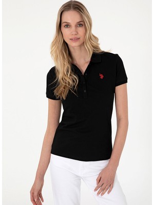 U.s. Polo Assn. Siyah Kadın Slim Fit Polo T-Shirt GTP-IY025