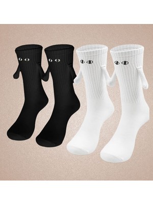 2'li El Ele Tutuşan Siyah Beyaz Sevgili Çorabı