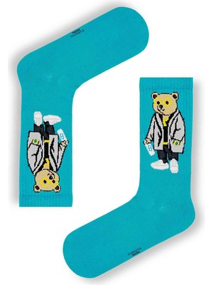 Mavi Bear Desenli Tenis Çorap