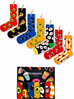 7'li Carnaval Renkli Tasarım Çorap Set 1027