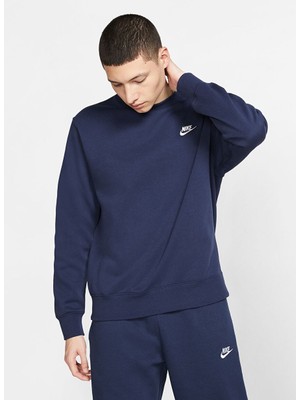 Nike BV2662-410 M Nsw Club Crw Bb Lacivert Yuvarlak Yaka Normal Kalıp Erkek Sweatshirt