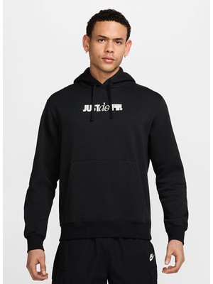 Nike HJ0606-010 U Nsw Club Hdy Po Bb Gn Siyah Kapüşon Yaka Normal Kalıp Baskılı Erkek Sweatshirt