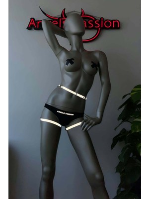 Mlvx Pole Dance Wear Kalçayı Saran  Reflektörlü Harness - 388  Blsm
