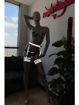 Mlvx Karanlıkta Işıkla Parlayan Özel Bacak Harness Beyaz Reflektörlü - 358  Blsm