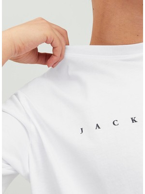 Jack & Jones Yuvarlak Yaka Beyaz Erkek T-Shirt Jjestar Jj Tee Ss Noos