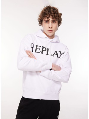 Replay Kapüşon Yaka Beyaz Erkek Sweatshırt M6711 001 Whıte