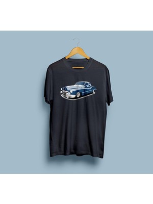 Oversize Klasik Mavi Araba Tasarım Unisex T-Shirt