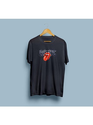 Oversize Ac/dc Yazılı Tasarım Unisex T-Shirt