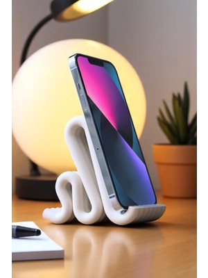 Minimalist Tasarımlı Çok Amaçlı Telefon Standı - Beyaz Plastik