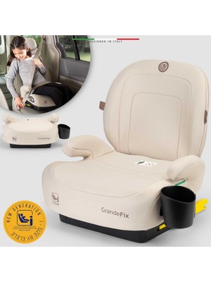 Elele Grandefix I-Size Yükseltici Oto Koltuğu Bej 15-36 kg Isofix 125-150 cm Kumaş Malzeme