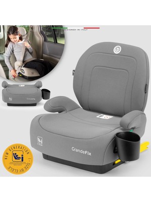 Elele Grandefix  I-Size Yükseltici Oto Koltuğu Isofix 125-150 cm 15-36 kg Gri Çıkarılabilir Arka Özellikli Kumaş