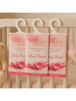 J'Amour JAmour Koku Kesesi Baby Powder (Bebek Pudrası) Askılı Dolap ve Çekmece Kokusu 3'lü Paket