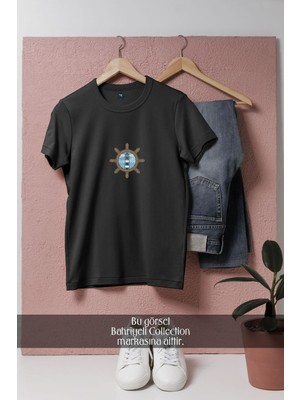 Oversize Deniz Feneri ve Dümen Tasarım Denizci  Tasarımlı Unisex T-Shirt