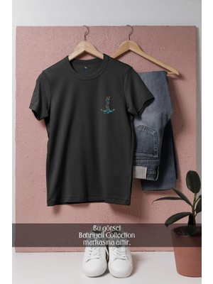 Oversize Deniz Çapası  Anchor  Cep Tasarımlı Unisex T-Shirt