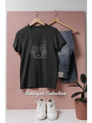 Oversize Beyaz Kurt1  Tasarımlı Unisex T-Shirt