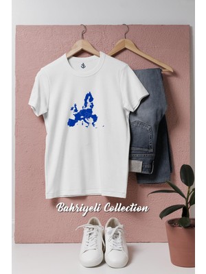 Oversize Schengen Ülkeleri Haritası  Tasarımlı Unisex T-Shirt