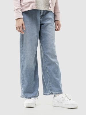 Gap Kız Çocuk Açık Mavi High Rise Supersoft Wide-Leg Jean Pantolon