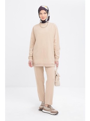 Bej-Pis Dikişli Eşofman Takımı