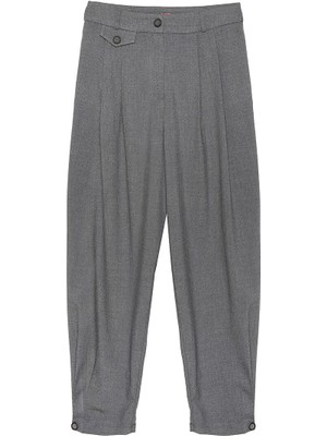 Pile Detaylı Jogger Pantolon Koyu Gri