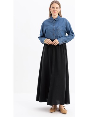 Siyah-Lastikli Basic Etek