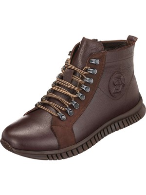 Costo Shoes BRK2103 Kahve Büyük Numara Dana Derisi Rahat Geniş Kalıp Erkek Bot 47