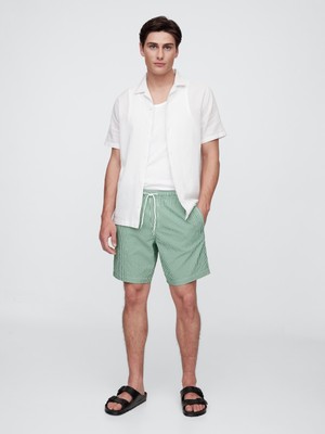 Gap Erkek Yeşil 6" Relaxed Seersucker Yüzme Şortları