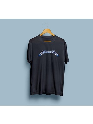 Oversize Metallica Yazı Tasarım Unisex T-Shirt