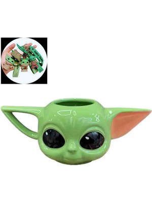 Baby Yoda Seramik Kupa Bardak – Film Karakterli Özel Tasarım Kahve Çay Kupası + Hediyelik Anahtarlık, Koleksiyonluk Mug Star Figürlü Bardak