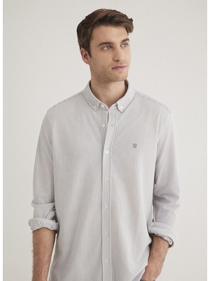 Mavi Gri Erkek Slim Fit Çizgili M0211402-82577